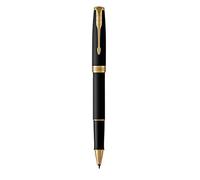 Parker Sonnet stylo roller | noir mat avec attributs or | pointe fine | encre noire | coffret cadeau