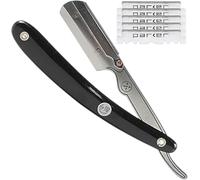 Parker Srb Straight Edge Barber Rasoir Et 5 Shark Blades Inoxydable Noir