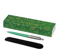 PARKER - Stylo à bille Jotter avec pochette en velours dans une boîte cadeau - encre noire - vert - vert de Noël