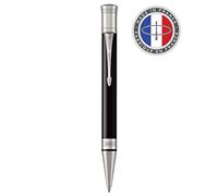 Parker stylo-bille Duofold Classique Noir et attributs palladium, pointe moyenne, encre noire