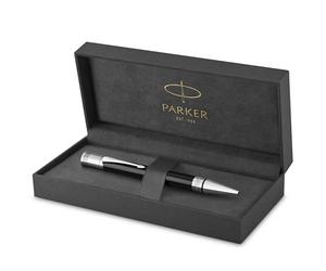 Parker stylo-bille Duofold Classique Noir et attributs palladium, pointe moyenne, encre noire