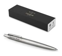 Parker Stylo Jotter Core recyclé avec gravure - Coffret cadeau - Mine bleue - Cadeau personnalisé - Nom, anniversaire (acier inoxydable C.C) 1 unité (Lot de 1)