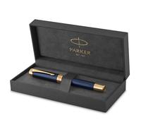 Parker stylo-plume Duofold Prestige Chevron Bleu | taille Centennial | plume moyenne en or massif | encre noire et convertisseur