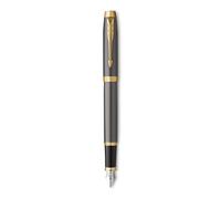 Parker IM Stylo Plume | Laque Grise avec Finitions Or | Plume Moyenne en Acier Inoxydable Poli | Cartouche d'Encre Bleue | Coffret Cadeau | Cadeaux de Fin d'Études Parfaits