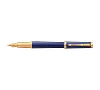 Stylo plume PARKER INGENUITY, Bleu, Finition dorée, Plume Moyenne, cartouche d'encre noire, coffret cadeau Bleu