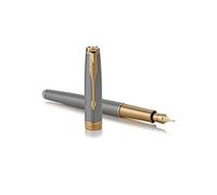 Parker Stylo-Plume Sonnet, Argent Ciselé Avec Attributs Finition Or, Plume Fine 18carats Livré Dans Son Écrin
