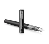 Parker stylo plume Vector XL | Laque noire métallisée sur laiton | Plume moyenne avec recharge d’encre bleue | Coffret cadeau