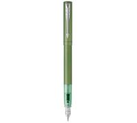 PARKER VECTOR XL Stylo plume, laque verte métallisée sur laiton, plume fine, encre bleue, Coffret cadeau