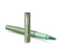 Parker stylo roller Vector XL - Laque verte métallisée sur laiton - Pointe fine avec recharge d’encre noire - Étui cadeau