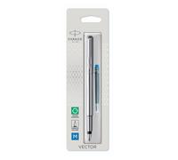 Parker Pens – Stylo plume Vector – acier inoxydable, pointe fine, encre bleue – emballage blister
