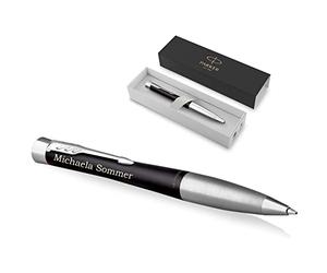 Parker Urban Twist - Stylo à bille avec gravure - À encre bleue - De qualité supérieure et personnalisable - Emballé dans un coffret cadeau - Idéal comme cadeau d’anniversaire - Noir muet C.C