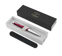 Parker Urban Twist Stylo à bille | Magenta avec bordure chromée | Recharge d'encre bleue à pointe moyenne | Coffret cadeau avec étui en velours