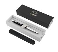Parker Urban Twist Stylo à bille | Noir avec bordure chromée | Pointe moyenne | Recharge d'encre bleue | Coffret cadeau avec étui en velours