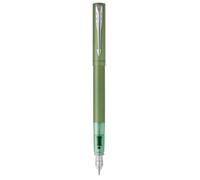 PARKER VECTOR XL stylo plume, laque verte métallisée sur laiton, plume moyenne, recharge d'encre bleue, Coffret cadeau