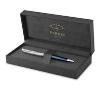 Parker – Stylo bille Sonnet – métal/laque Bleu – recharge noire pointe moyenne – Coffret cadeau