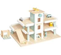 Pinolino Parking à étages Kurt – avec accessoires – bouleau et MDF laqué clair multicolore