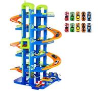Parking à jouets - MOLTO - Parking à jouets Bleu 6 étages - 10 voitures incluses - Base solide et stable - Sans piles