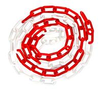 PARKING FACIL | Chaîne En Plastique De 8 mm x 5 M Pour L'Avertissement Et La Signalisation | Pour L'Entretien Des Autoroutes, Parkings, Zones Dangereuses | Matériau Résistant | Rouge Et Blanc