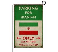 Parking for Iranian Only All Others Will Be Towed Drapeaux de jardin pour l'extérieur Double face Extérieur Drapeaux nationaux Drapeaux de cour en toile de jute Drapeaux de campagne Drapeaux de