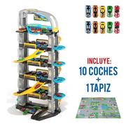 Parking jouet - MOLTO - Future - 4 étages - 10 voitures - Tapis de jeu inclus