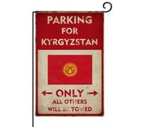 Parking pour le Kirghizistan Only All Others Will Be Towed Drapeaux de jardin pour l'extérieur vertical double face Drapeau national Nautique Cadeaux de jardin en toile de jute Bannière vintage