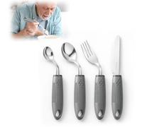 Parkinson Couverts 4 pièces pour handicapés : cuillère Parkinson en plastique PP de haute qualité et acier inoxydable 2CR14 Aides alimentaires ergonomiques pour tremblements troubles du mouvement