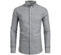 PARKLEES Chemise pour homme Slim Fit manches longues Oxford Button Down Chemise d'affaires décontractée, gris, XXL