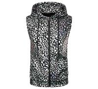 PARKLEES Veste à capuche sans manches décontractée pour homme avec fermeture éclair, sequins métalliques et poche kangourou, S