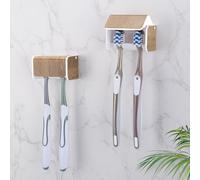 PARKMANI Lot de 2 supports de brosse à dents muraux avec couvercle, support pour brosse à dents électrique et manuelle, 2 emplacements auto-adhésifs