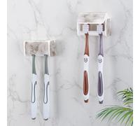 PARKMANI Lot de 2 supports de brosse à dents muraux avec couvercle, support pour brosse à dents électrique et manuelle, 2 emplacements auto-adhésifs