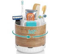 PARKMANI Porte Brosse à Dents De Salle De Bain, Porte Brosse à Dents Electrique Rotatif, Porte Brosse à Dents Amovible, Convient Aux Familles Et Aux Enfants (Wood Grain)