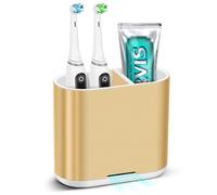 PARKMANI Porte Brosses à Dents Electrique, Support Brosse a Dent, Détachable pour la Porte Brosse à Dents Electrique avec Drainage pour la Famille, Les Enfants (Brushed Gold, Medium)