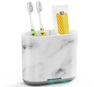 PARKMANI Porte-brosses à dents électriques pour salle de bain, porte-brosse à dents et dentifrice, panier de brosse à dents amovible avec drainage pour la famille, les enfants (grain marbre gris