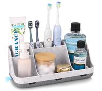 PARKMANI Porte Brosses à Dents, Organisateur Salle de Bain, 7 Fentes pour Le Support Brosse a Dent Electrique pour la Famille, Les Enfants (Grey Marble Grain)