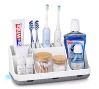 PARKMANI Porte Brosses à Dents, Organisateur Salle de Bain, 7 Fentes pour Le Support Brosse a Dent Electrique pour la Famille, Les Enfants (Grey)