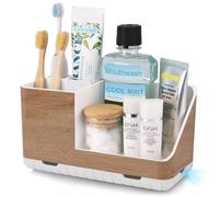 PARKMANI Porte Brosses à Dents, Support Brosse a Dent Electrique, Organisateur Salle De Bain, Détachable pour La Support Salle De Bain avec Drainage pour La Famille, Les Enfants (Wood Grain)
