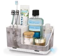 PARKMANI Porte Brosses à Dents, Support Brosse a Dent Electrique, Organisateur Salle De Bain, Détachable pour La Support Salle De Bain avec Drainage pour La Famille, Les Enfants (White Marble Grain)