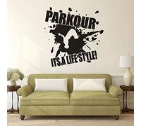 Parkour is A Lifestyle Black Sticker mural amovible pour chambre à coucher ou salle de jeux 57 x 58 cm