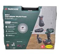 Parkside Outil multi-combinaison sans fil 4 en 1 20 V - Unité nue - Perceuse, ponceuse multiple, scie sabre, outil oscillant rapide et facile à changer - aucun outil nécessaire