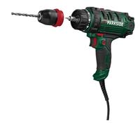 PARKSIDE Perceuse puissante 2 vitesses PNS 300 B3 Robuste et durable avec 22 niveaux + niveau de perçage jusqu'à 1600 tours par minute, poignée souple antidérapante, aspect broche, accessoires inclus