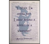 Parksmoonprints Affiche de dictionnaire vintage avec citation d'Alice au pays des merveilles - Lapin blanc insolite