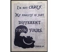 Parksmoonprints Alice au pays des merveilles Affiche murale citation chat du Cheshire page de dictionnaire
