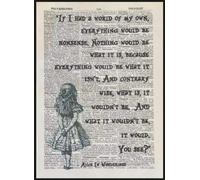 Parksmoonprints Alice au pays des merveilles avec citation imprimée Impression de dictionnaire vintage Art mural Nonsense