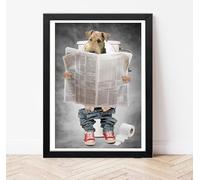 Parksmoonprints Impression A4 Airedale Terrier - Chien sur les toilettes - Art mural amusant pour salle de bain - Panneau humoristique pour salle de bain