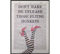 Parksmoonprints Magicien d'Oz Flying singes Vintage Citation Dictionnaire Page d'impression Photo Art Mural