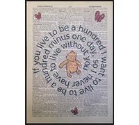 Parksmoonprints Winnie l'ourson Impression sur une citation de 100 pages de dictionnaire vintage