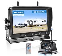 PARKVISION Kit Caméra de Recul sans Fil Solaire 1080P - Écran IPS 7" avec Batterie 9600mAh, Caméra Recul Magnétique - Vision Nocturne pour Camping-Car, Camion, Véhicule Utilitaire (2 Entrées Vidéo)