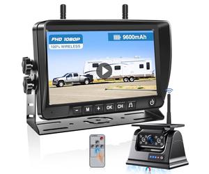 PARKVISION Kit Caméra de Recul sans Fil Solaire 1080P - Écran IPS 7" avec Batterie 9600mAh, Caméra Recul Magnétique - Vision Nocturne pour Camping-Car, Camion, Véhicule Utilitaire (2 Entrées Vidéo)