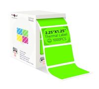 PARLAIM Lot de 1000 étiquettes thermiques rectangulaires Vert fluo 2,25 x 1,25 mm Compatible avec Zebra, Rollo, Munbyn, etc.