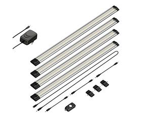 parlat Luminaire d'agencement LED Siris, détecteur de mouvement, plat, 50cm chacun, 531lm chacun, blanc chaud, 4 pièces
